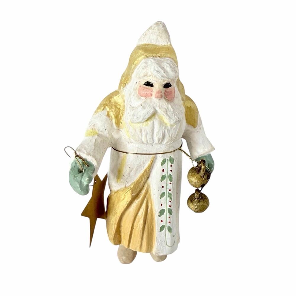 Vintage 1990 House of Hatten Christmas Ornament Denise Calla Gold Santa 5"